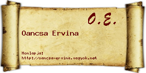 Oancsa Ervina névjegykártya